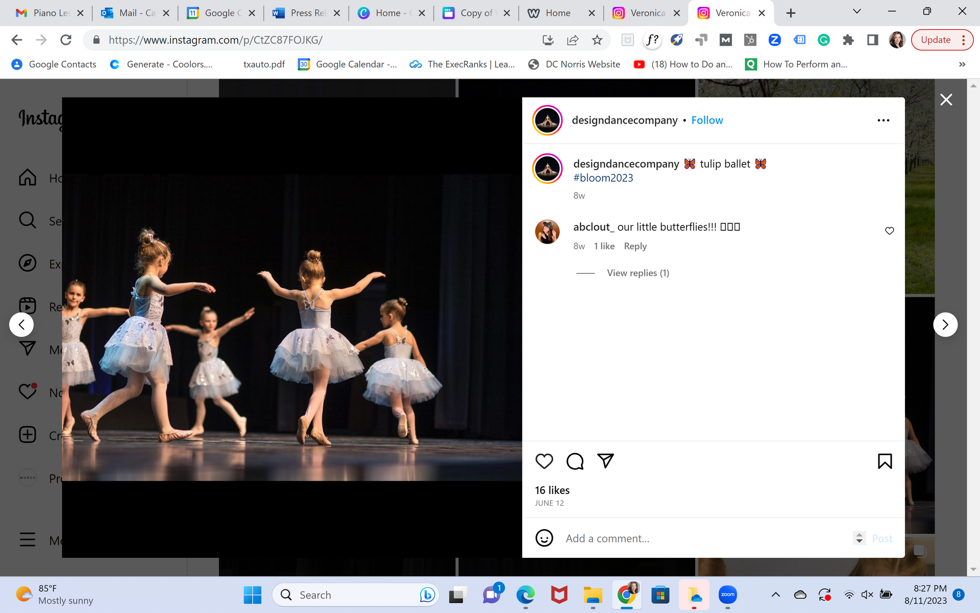 Young ballerinas perform on stage with their class from Design Dance in Traverse City, Michigan for their annual spring recital.